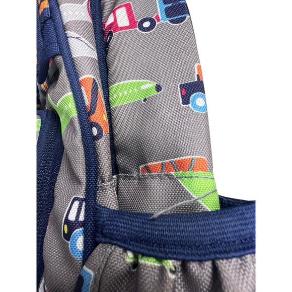 Pottery Barn Kids Backpack Airplane Bus Truck Print Gray Blue 13x14x6 Preschool - Picture 4 of 11